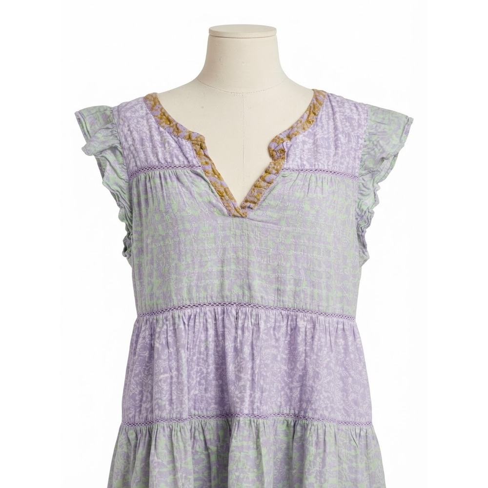 Roller Rabbit Pastel Ruffle Printed Dress Size XL - Picture 3 of 6